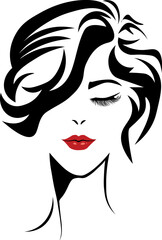 Banner template for beauty salon, hair styles, etc.. logo women face on white background