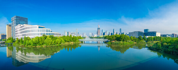 Aerial view of the new town in Eastern Ningbo, Zhejiang province