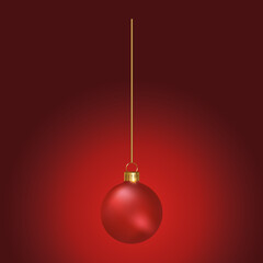 Christmas toy - red ball on a gold thread