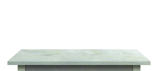 White marble table top, stone display stand, mockup of the empty shelf, kitchen countertop isolated...