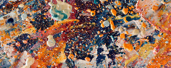 Color texture. Hand drawn oil painting on canvas. Abstract art background. Modern, contemporary art. Colorful canvas. Wall decor background	