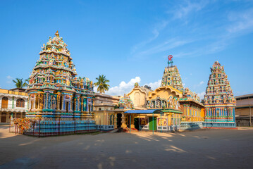 View of the ancient Hindu temple Sri Bhadrakali Amman Kovil (Kali Kovil) on a sunny day. Trincomalee, Sri Lanka - 549170175
