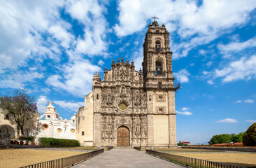 Mexico, Tepotzotlan central plaza and Francisco Javier Church in historic city center