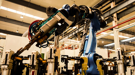 Automatic installation of blue robotic arm is working