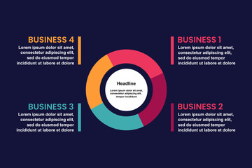 Obraz premium Infographic templates with 4 options, steps for presentation vector illustration.