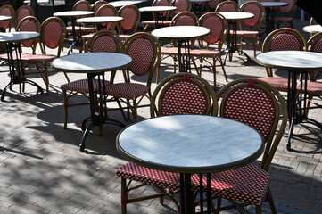 Empty restaurant tables