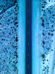 Icy road from above