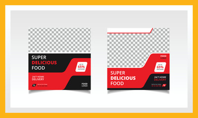 Spicy and Yummy Restaurant food Social Media Post Design Template or square flyer design