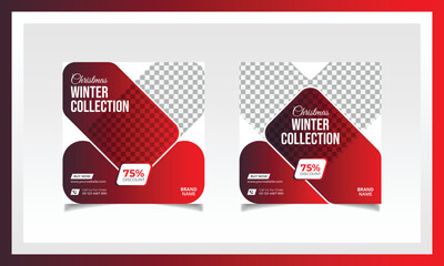 Christmas winter Fashion social media post banner or fashion sale social media post template design