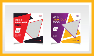 Spicy and Yummy Restaurant food Social Media Post Design Template or square flyer design