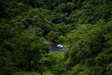 Hill station of India Wayanad where buses and trucks coming through the hair pin curved roads