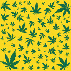 cannabis seamless pattern illustration vector on yellow background