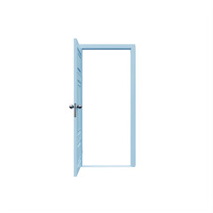 turquoise Color Open Door isolated