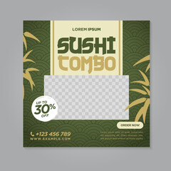 Sushi Restaurant social media banner post design template	