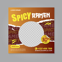 Spicy Ramen Restaurant social media banner post design template