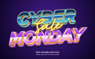 Fototapeta na wymiar Cyber Monday Sale editable text style effect 