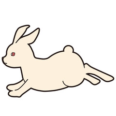 飛び跳ねるうさぎのイラスト素材　線画