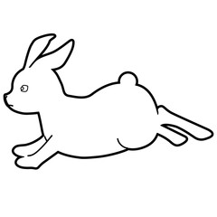 飛び跳ねるうさぎのイラスト素材　線画