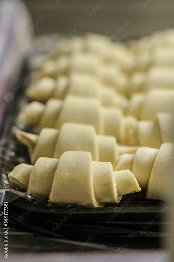 Poster Closeup of making croissants in a bakery