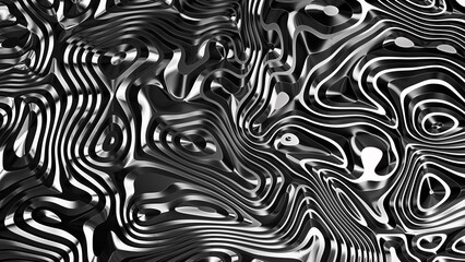 Waves of molten metal.. 3D Rendering.