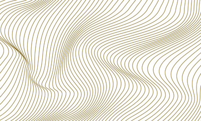 Gold line waves on white background, abstract background vector design