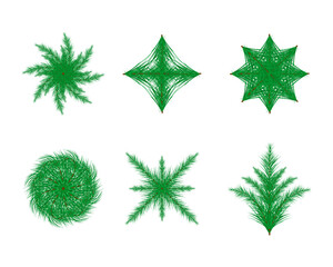 set of christmas trees isolated on white