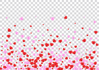 Fond Confetti Background Transparent Vector. Romantic Pattern Heart. Red Gift Backdrop. Tender Confetti Drop Frame. Violet Design Illustration.