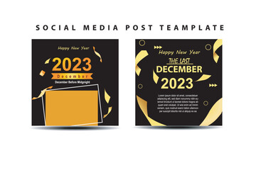 2023 happy new year social media post template with modern design collection. suitable for Web banner and flyer, social media post design vector Teamplate