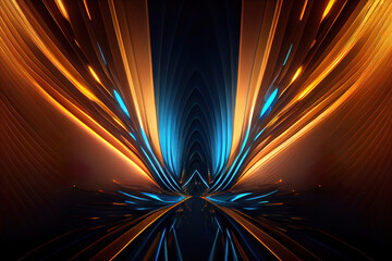 Obraz premium abstract blue and gold and orange background, glowing light rays as multicolor wallpaper header