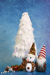 Stylized Christmas tree made of cotton wool 