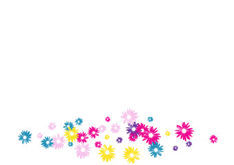 Bright Floral Background White Vector. Color Gerbera Hand Drawn. Decoration Illustration. Flowers Pretty Design.