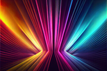 abstract colorful background, rainbow spectrum, glowing light rays as multicolor wallpaper header