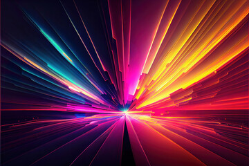 abstract colorful background, rainbow spectrum, glowing light rays as multicolor wallpaper header