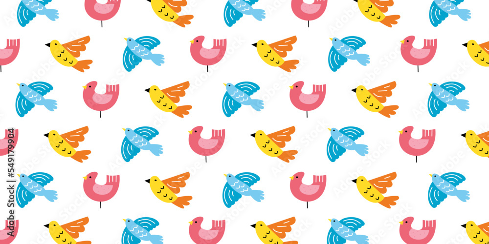 Poster Abstract Cute Bird background design with pattern composition. Trendy wallpaper for creative project and print design
