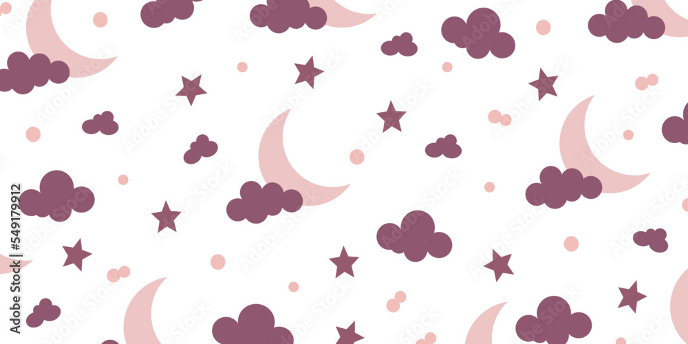 Aufkleber Abstract Cloud and Moon background design with pattern composition. Trendy wallpaper for creative project and print design