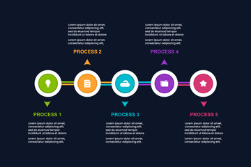 6 steps linear infographic template for business presentation, business success.
