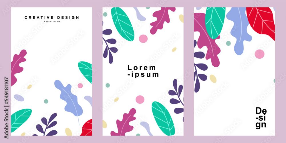 Poster set of floral poster template in cute and trendy design style. collection soft and calm design for c