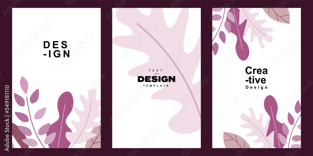 Aufkleber set of floral poster template in cute and trendy design style. collection soft and calm design for c