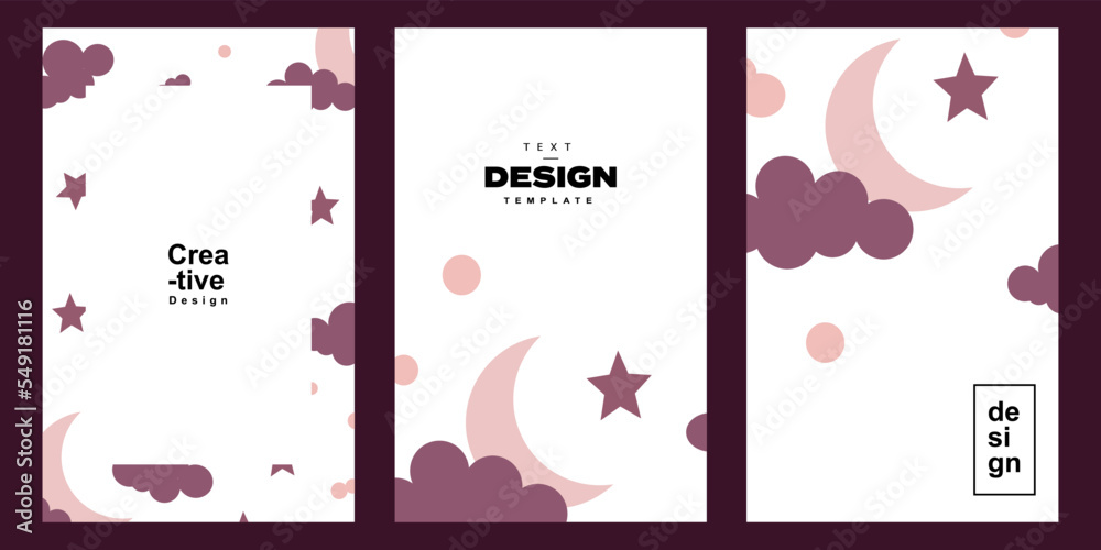 Aufkleber set of sky night poster template in cute and trendy design style. collection soft and calm design fo
