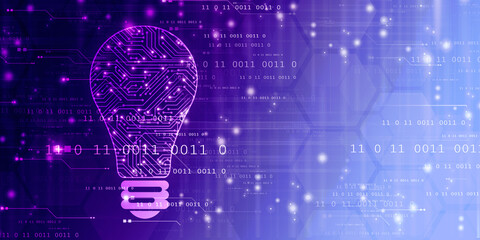 
2d illustration bulb future technology, innovation background, creative idea concept