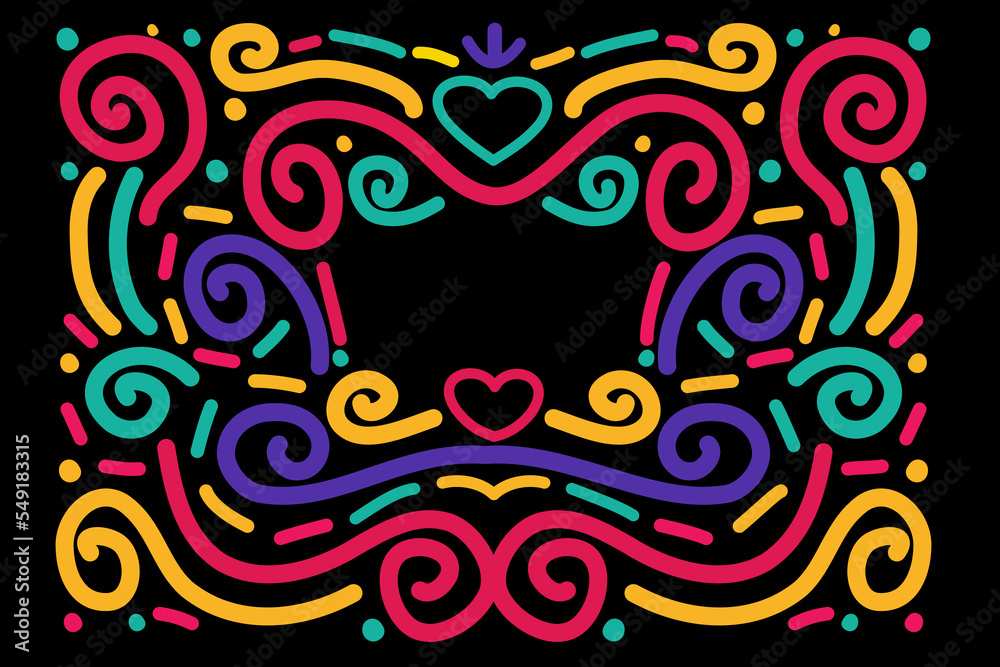 Aufkleber cinco de mayo line art pattern for background. colorful swirl outline copy space for poster and bann