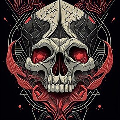 Midjourney abstract render of a mockup human skull