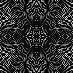 Fototapeta na wymiar wavy monochrome kaleidoscopic design as hexagonal floral fantasy
