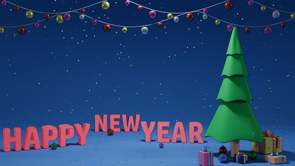 Fototapeta na wymiar 3d render illustration Happy new year