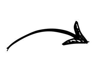 Hand drawn ink arrow illustration in sketch style. Business doodle clipart. Single element for design