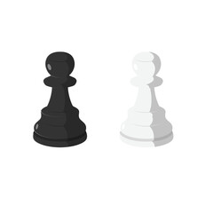 Chess Pawn Black and White Flat Illustration. Clean Icon Design Element on Isolated White Background