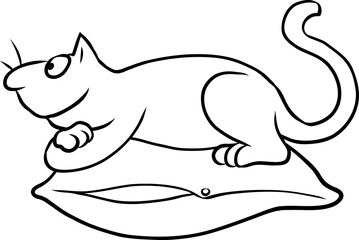 niedliche katze liegt entspannt auf einem gemütlichen Kissen