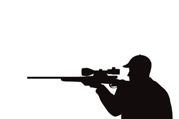 Vector silhouette of hunter with gun. - 549188101