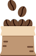 Coffee bean in a hemp bag, Icon.