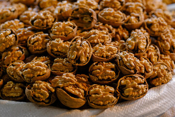 fresh walnuts at the market